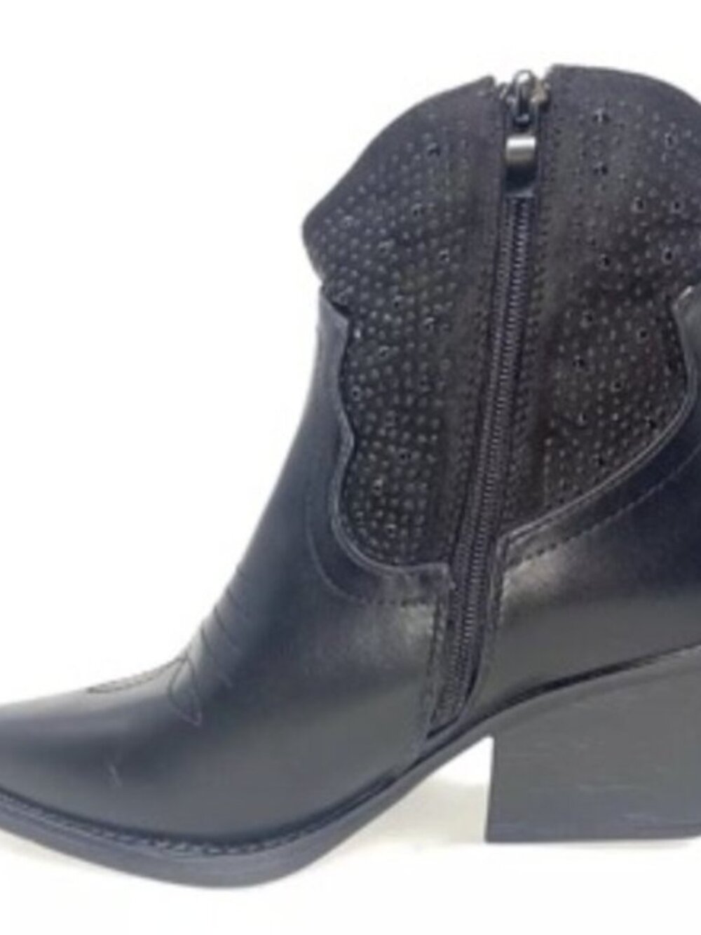 TOP MODA Elk-66 Women's Western Zipper Ankle Heel Bootie Black Size 6